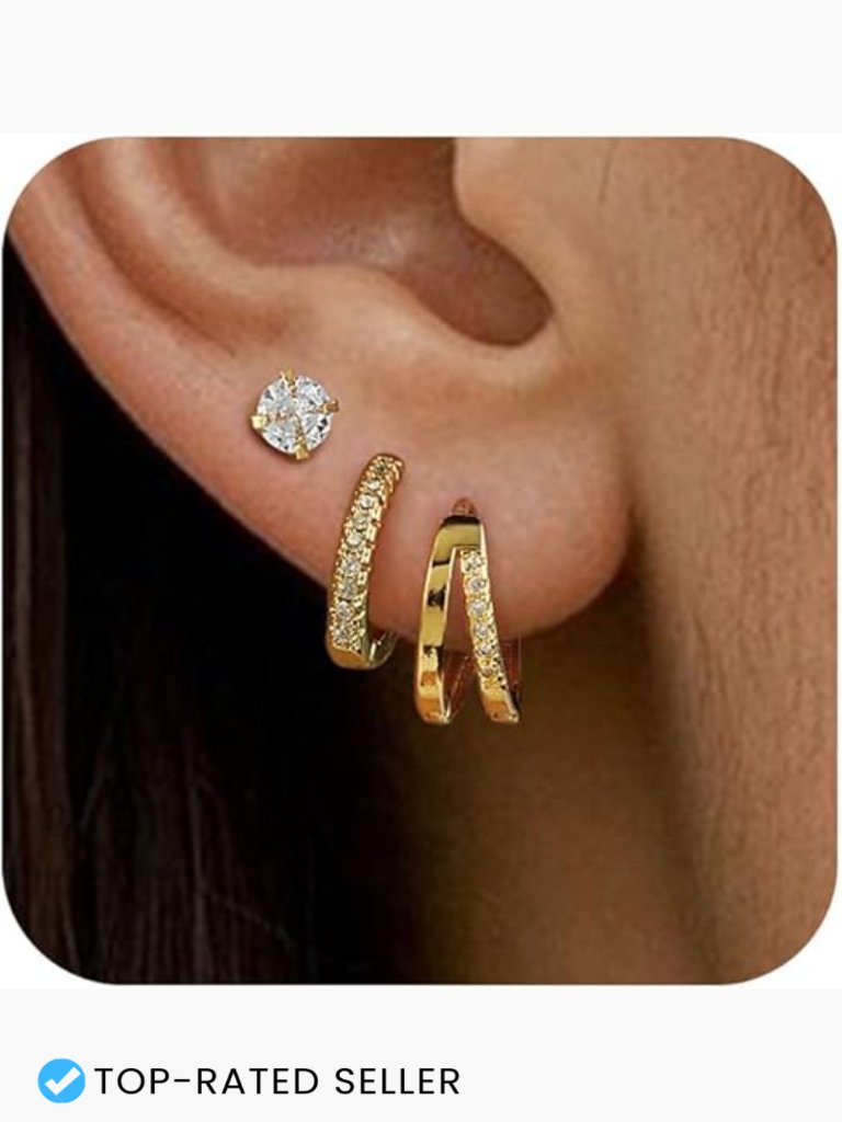 Gold Hoop Earrings Set Stackable Layering Dainty Hypoallergenic For Multiple